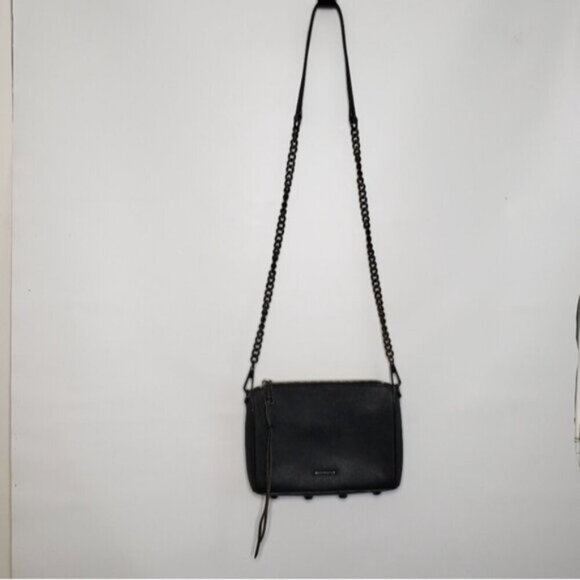 Rebecca Minkoff Avery Black Saffiano Leather Crossbody Bag Purse Studded Chain - Picture 3 of 16